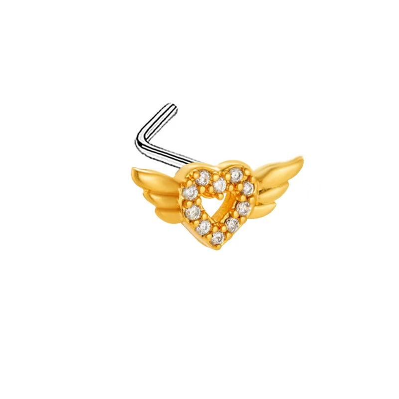 Nose Nail Puncture Jewelry Stainless Steel Heart Shaped With White Zircon - Image 6