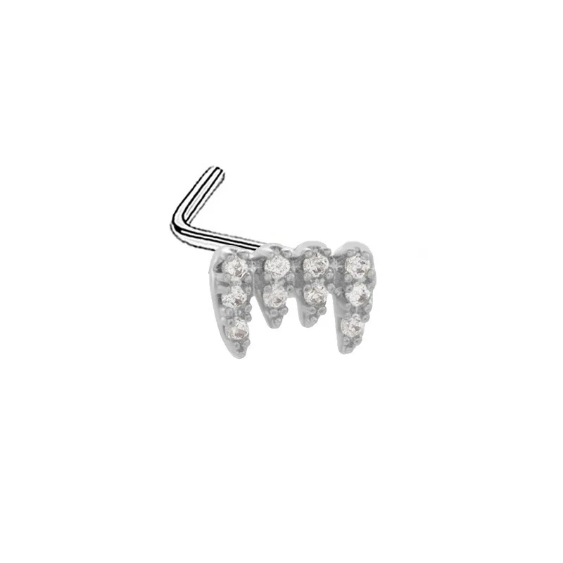 Nose Nail Puncture Jewelry Stainless Steel Heart Shaped With White Zircon - Image 9