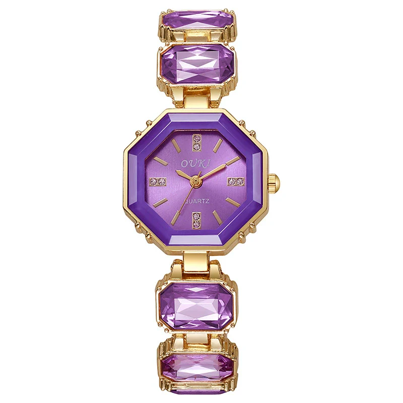 Octagonal Round Casual Women's Alloy Bracelet Watch With Rose Gold Buckle - Image 11