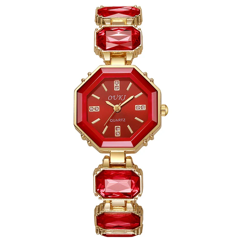 Octagonal Round Casual Women's Alloy Bracelet Watch With Rose Gold Buckle - Image 12