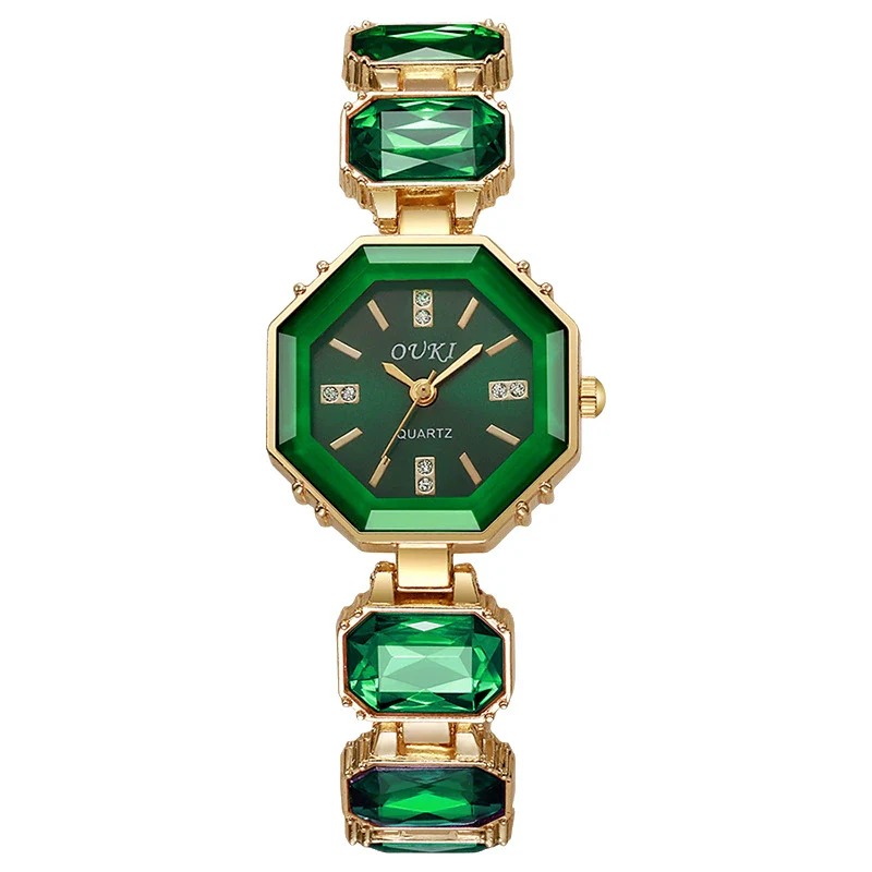 Octagonal Round Casual Women's Alloy Bracelet Watch With Rose Gold Buckle - Image 5