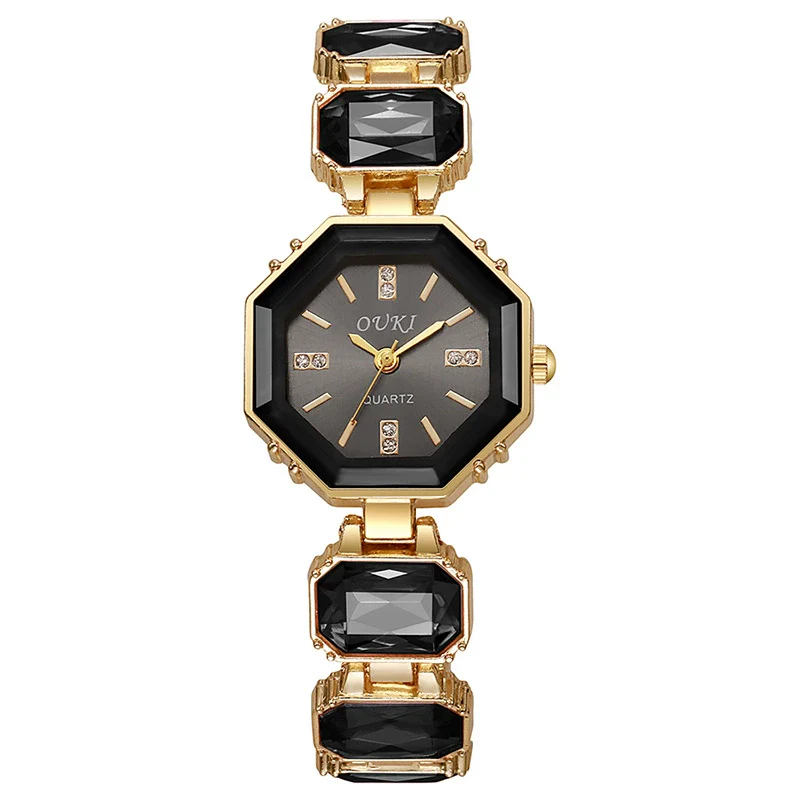 Octagonal Round Casual Women's Alloy Bracelet Watch With Rose Gold Buckle - Image 7