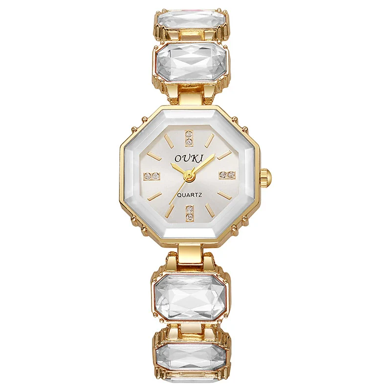 Octagonal Round Casual Women's Alloy Bracelet Watch With Rose Gold Buckle - Image 8