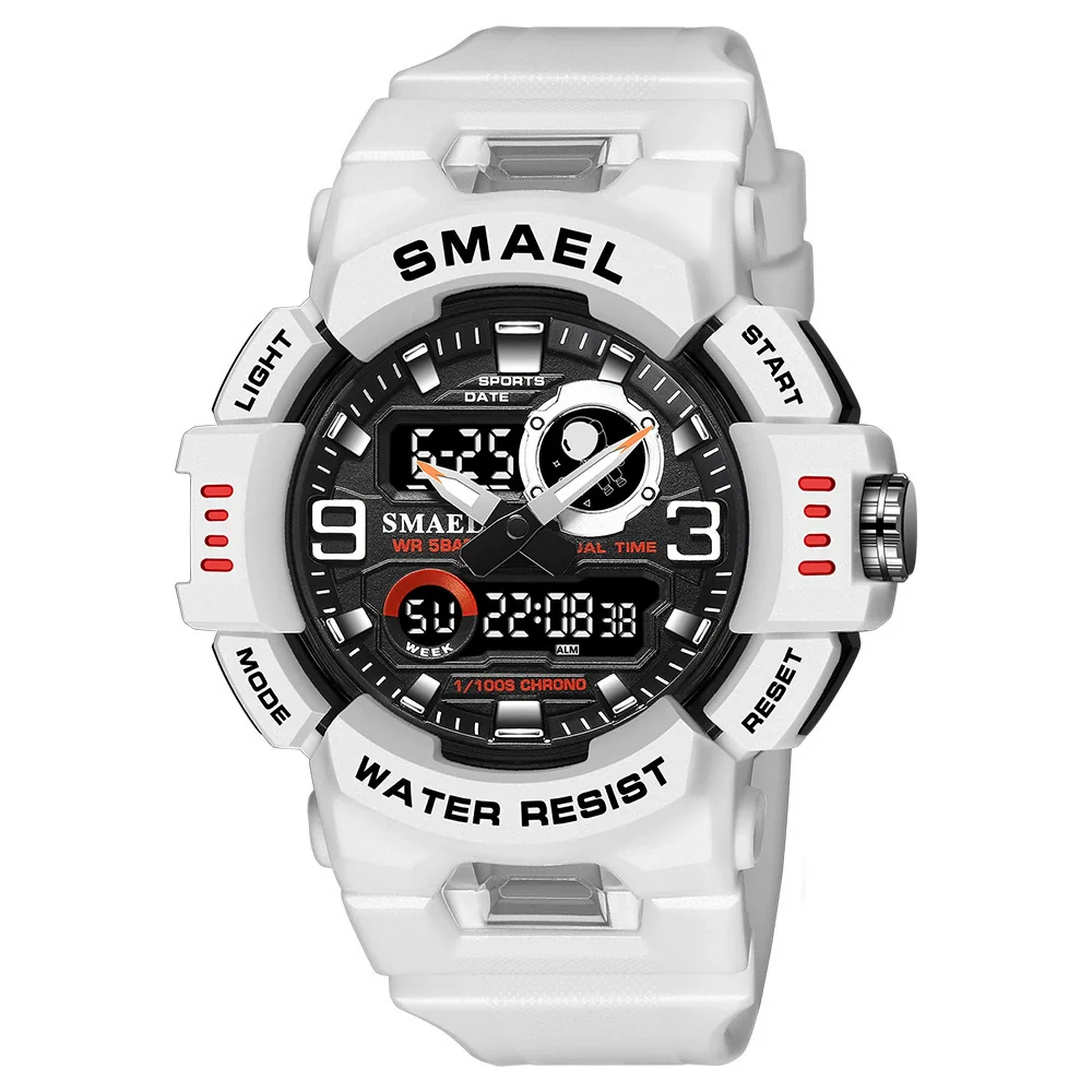 Outdoor Electronic Alarm Sports Watch Dual Display Chronograph Plastic Pu Round Watch - Image 5