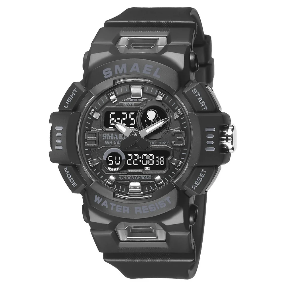 Outdoor Electronic Alarm Sports Watch Dual Display Chronograph Plastic Pu Round Watch - Image 6
