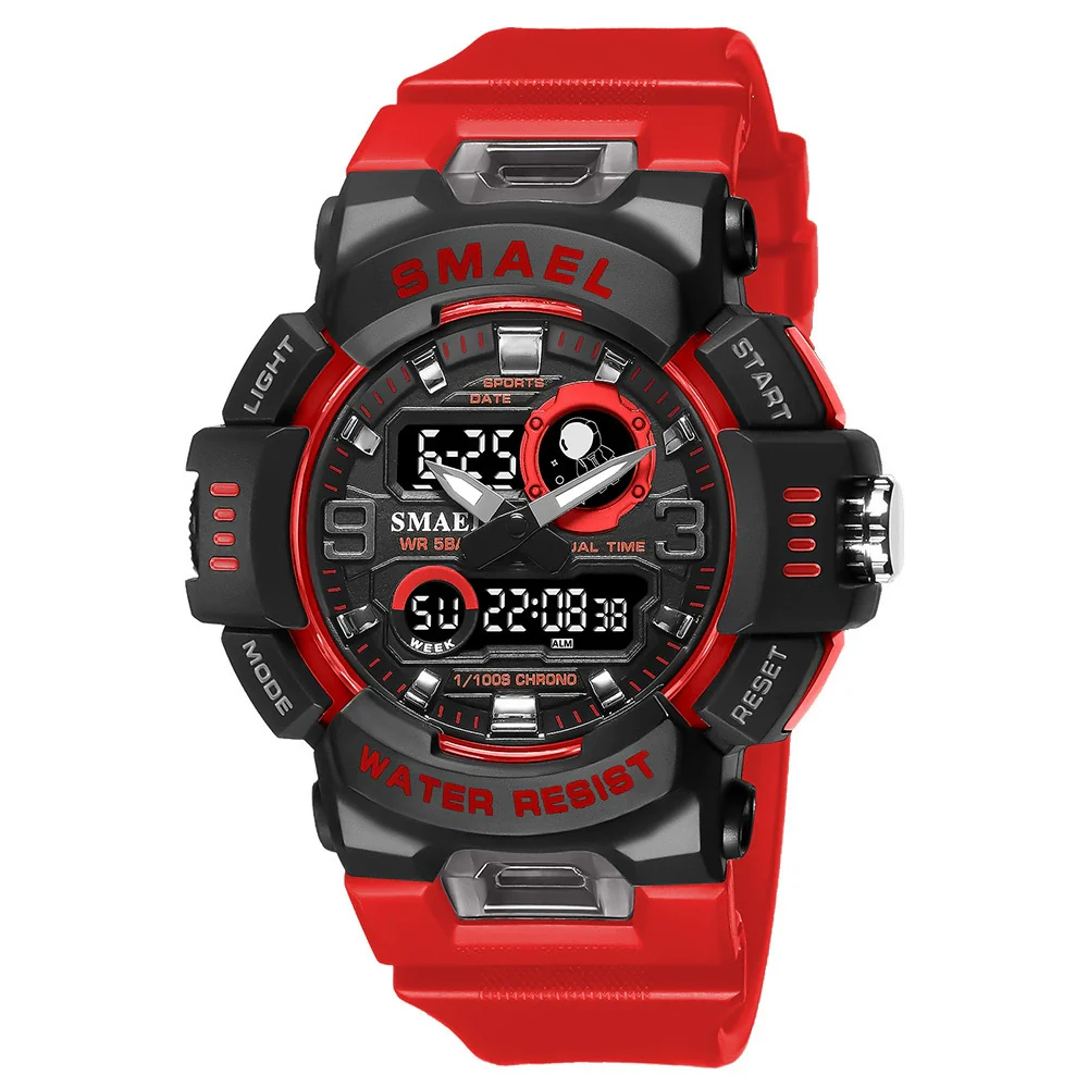 Outdoor Electronic Alarm Sports Watch Dual Display Chronograph Plastic Pu Round Watch - Image 9