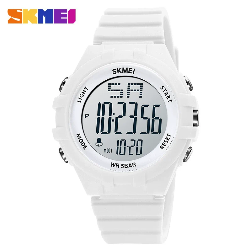 Outdoor Sports Digital Electronic Watch Resin Case Silicone Strap Stainless Steel Clasp Round Dial - Image 2