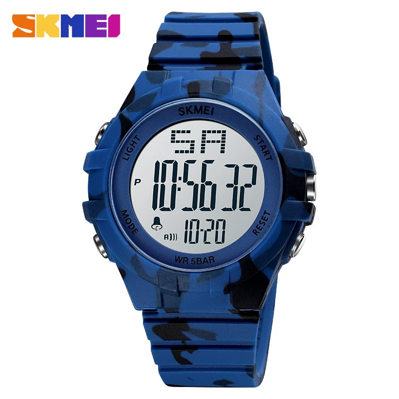 Outdoor Sports Digital Electronic Watch Resin Case Silicone Strap Stainless Steel Clasp Round Dial - Image 4