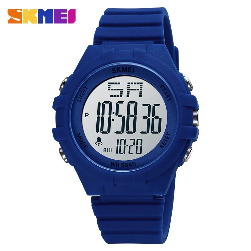 Outdoor Sports Digital Electronic Watch Resin Case Silicone Strap Stainless Steel Clasp Round Dial - Image 7