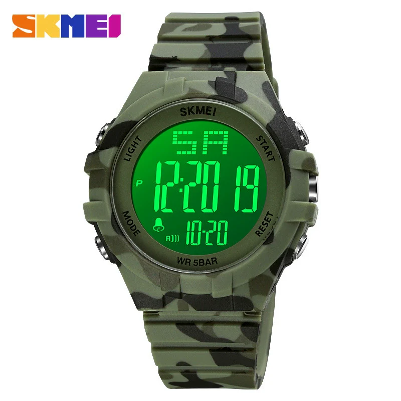 Outdoor Sports Digital Electronic Watch Resin Case Silicone Strap Stainless Steel Clasp Round Dial - Image 9