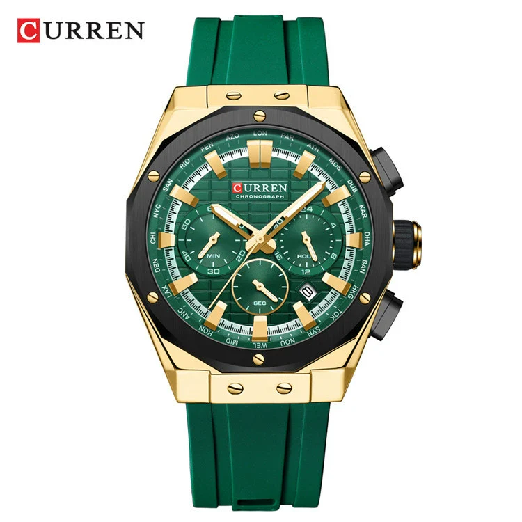 Outdoor Sports Multifunctional Men's Alloy Case Silicone Strap Round Dial Watch With Mineral Strengthened Glass Mirror And Pin Buckle - Image 10