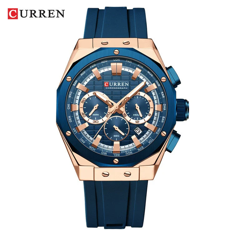 Outdoor Sports Multifunctional Men's Alloy Case Silicone Strap Round Dial Watch With Mineral Strengthened Glass Mirror And Pin Buckle - Image 9