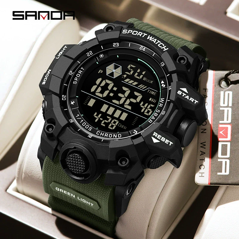 Outdoor Sports Waterproof Electronic Watch For Teenagers Acrylic Mirror Abs Case Tpu Strap Round Dial Highend Style