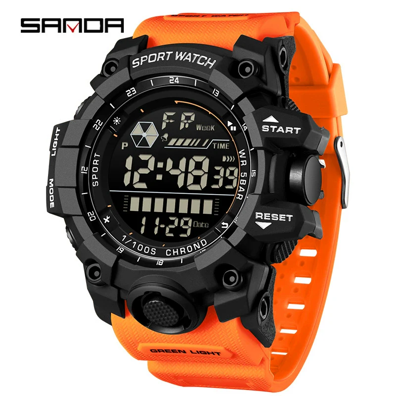 Outdoor Sports Waterproof Electronic Watch For Teenagers Acrylic Mirror Abs Case Tpu Strap Round Dial Highend Style - Image 4