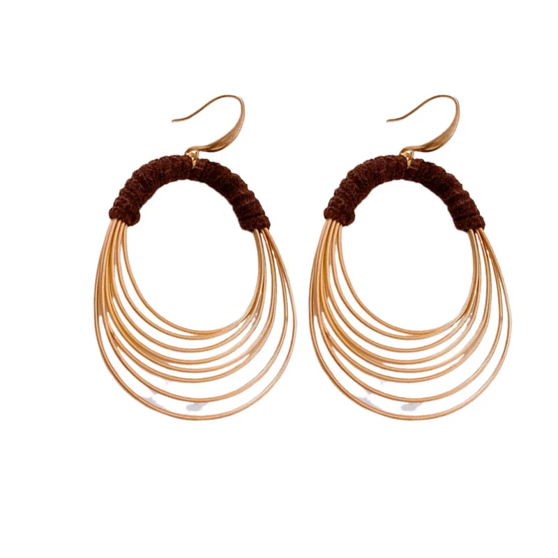 Oval Multilayered Iron And 925 Silver Electroplated Geometric Style Women's Earrings - Image 5