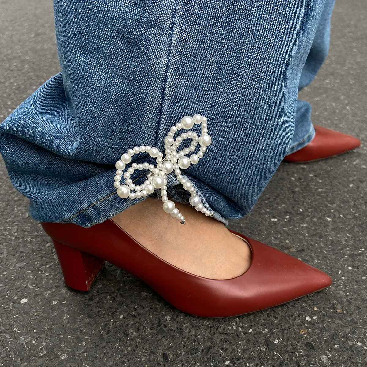 Pant Cuff Decoration Fashion Metal Pin Faux Pearl Bowknot Plastic Resin Tassel Women's Accessory - Image 3