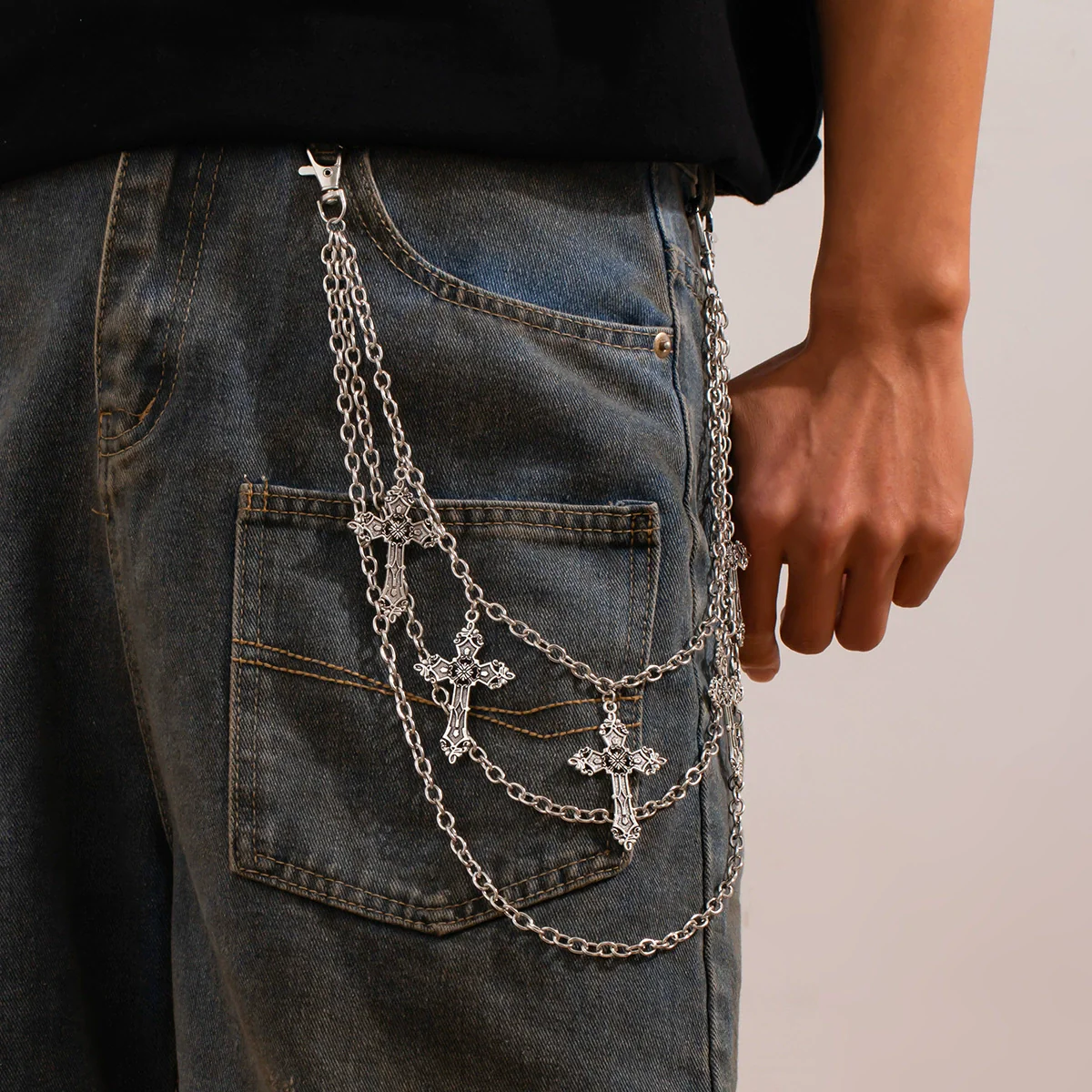 Pants Chain Alloy Minimalist Multilayer Chain Boys' Fashion Jeans Accessories - Image 3