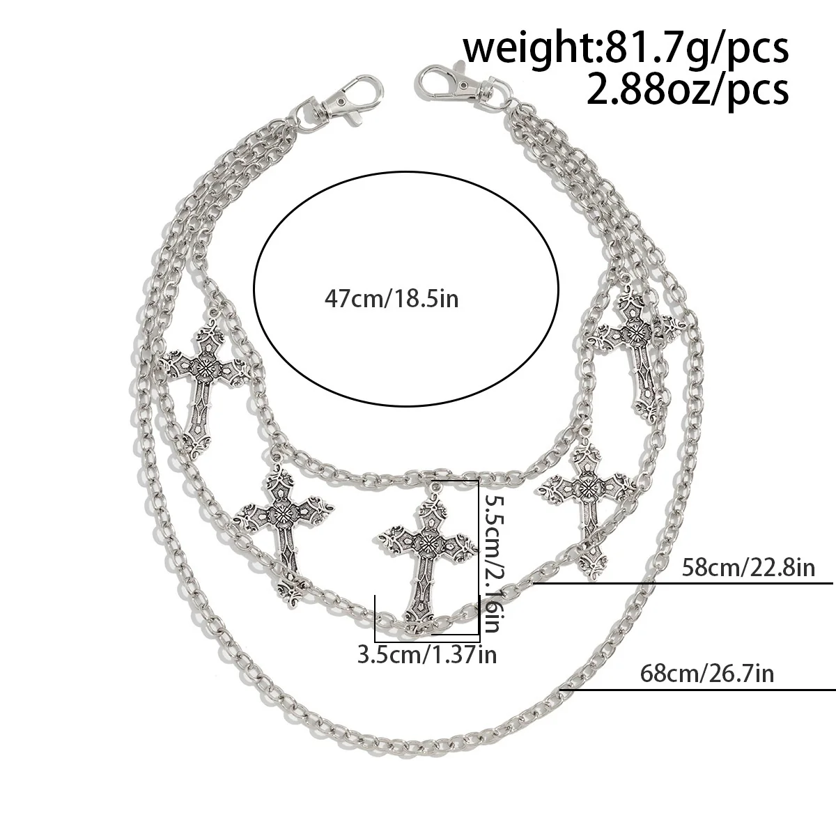 Pants Chain Alloy Minimalist Multilayer Chain Boys' Fashion Jeans Accessories - Image 6