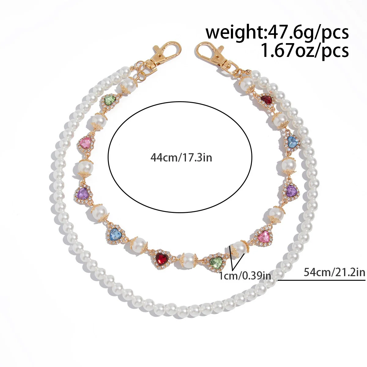 Pants Chain Hip Hop Style Imitation Pearl Floret Metal Chain With Cross Pendant And Lobster Clasp - Image 15