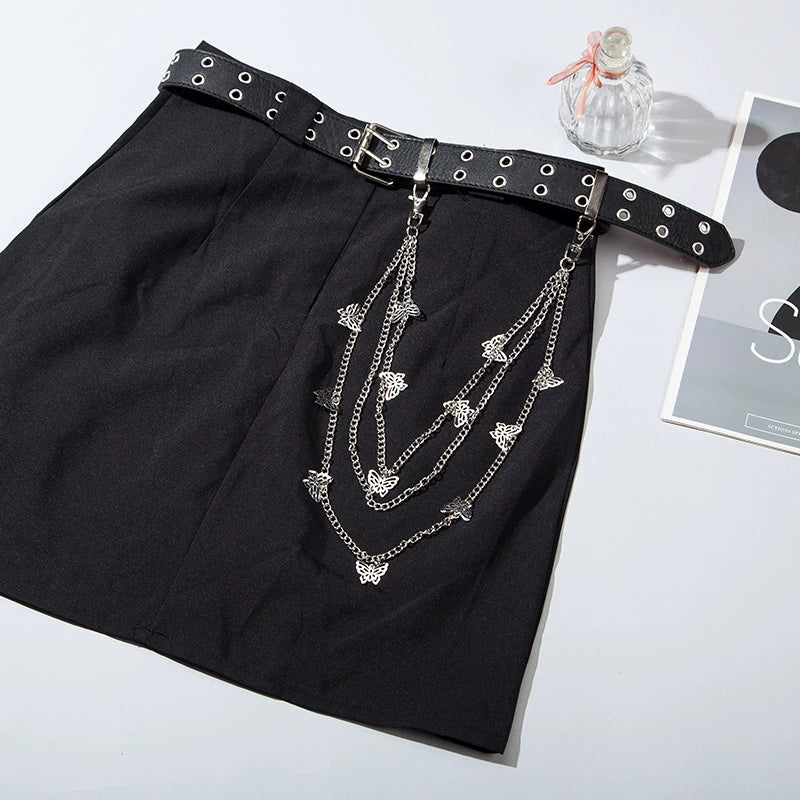Pants Chain Imitation Leather Doublerow Butterfly Cross Hip Hop Punk Style - Image 3