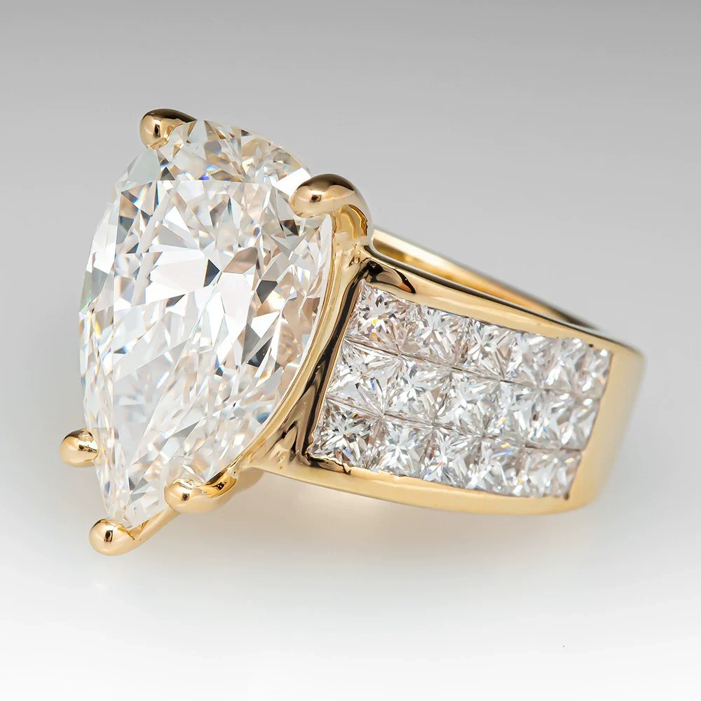 Pear Shaped Zircon Inlaid Copper Ring For Women - Image 4