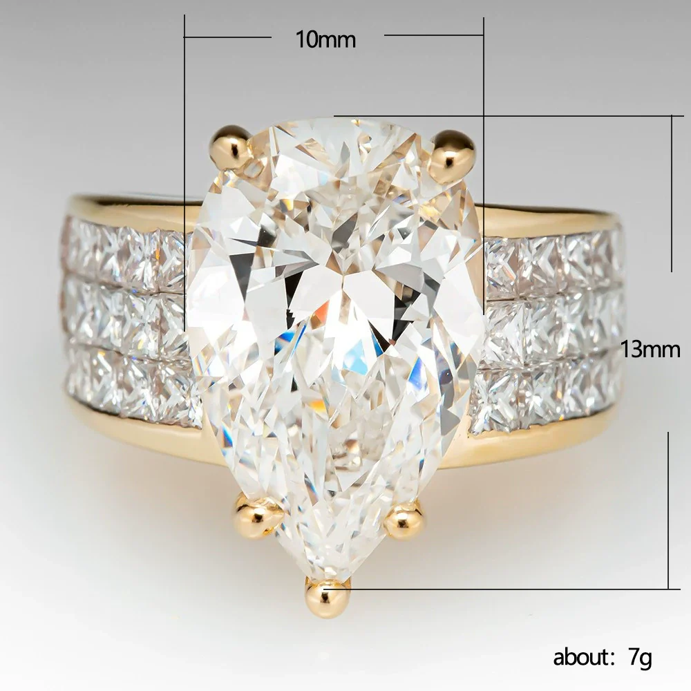 Pear Shaped Zircon Inlaid Copper Ring For Women - Image 5