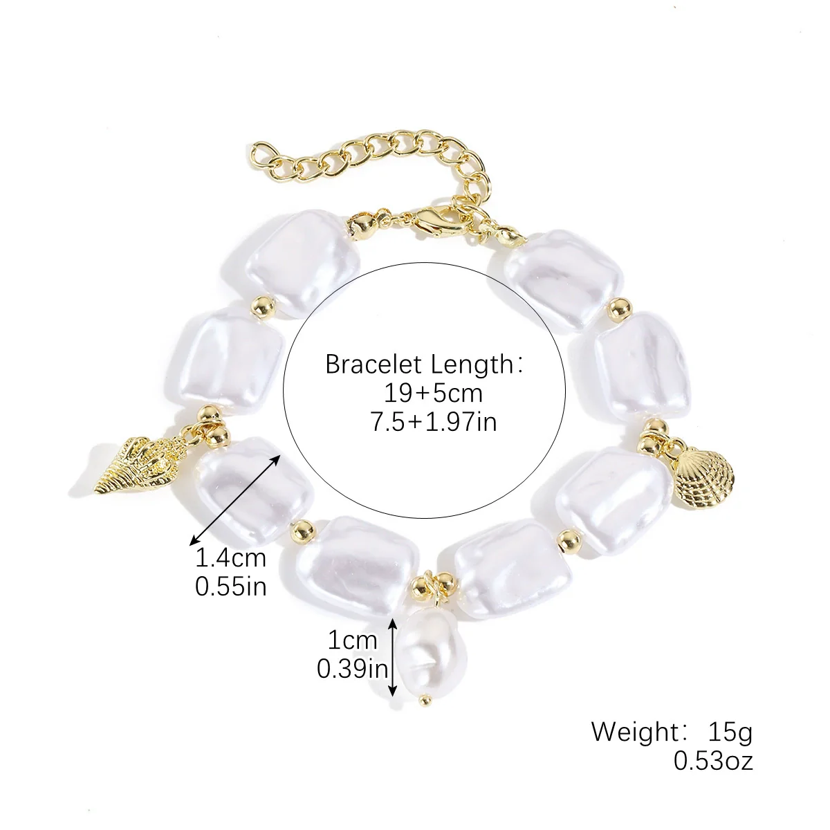 Pearl Alloy Jewelry With Starfish Shell And Marine Organisms Pattern Necklace Bracelet Set For Women Electroplated - Image 7