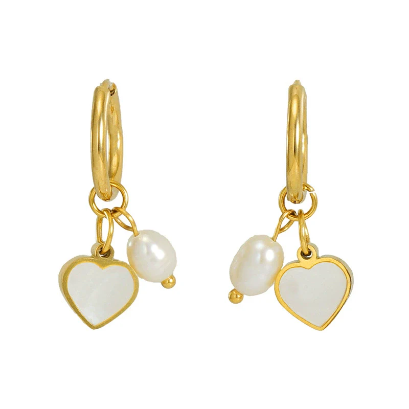 Pearl And Titanium Steel Women's Fashion Earrings With Geometric Design And Electroplating - Image 9