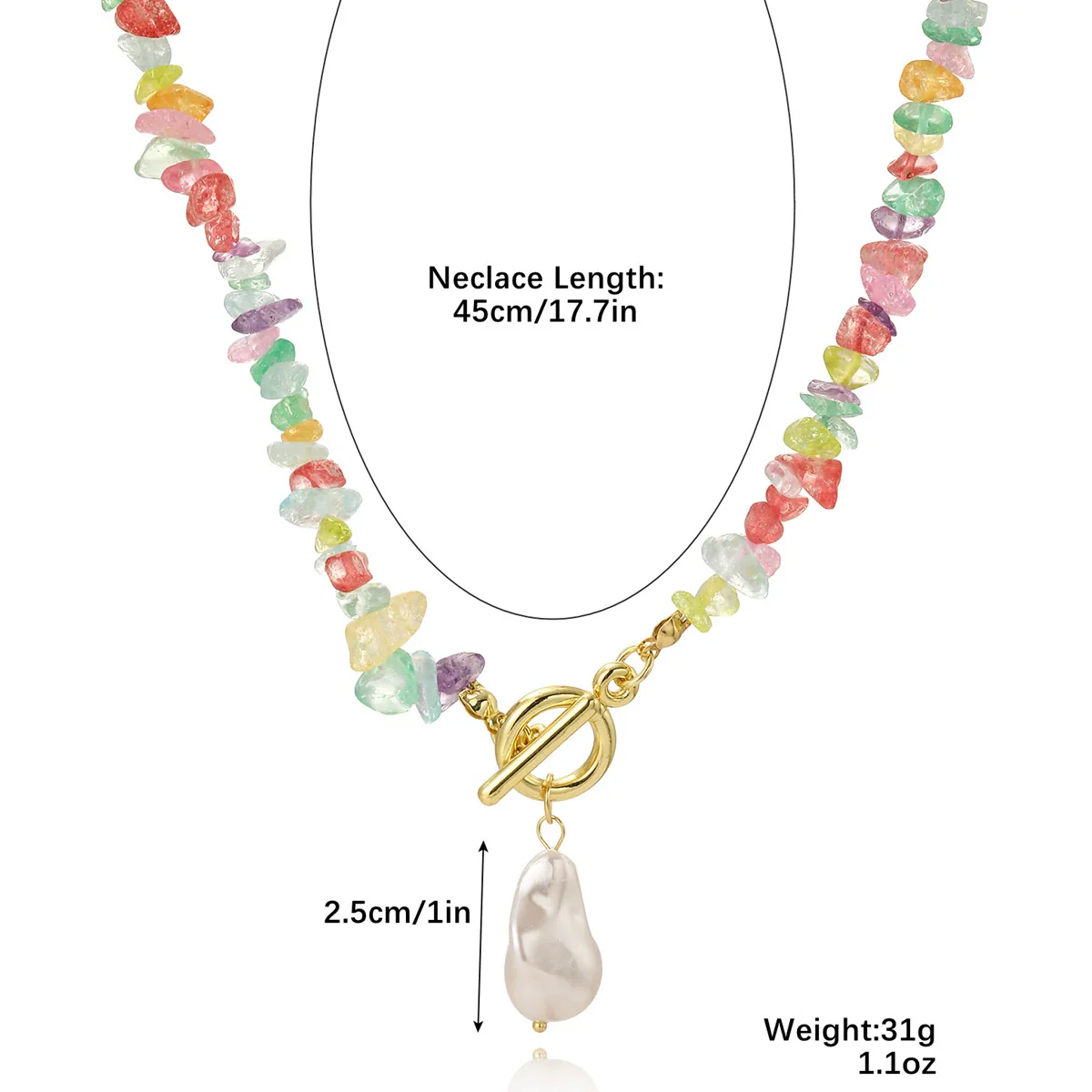 Pearl Beaded Necklace With Geometric Design And Electroplating Treatment For Women - Image 21