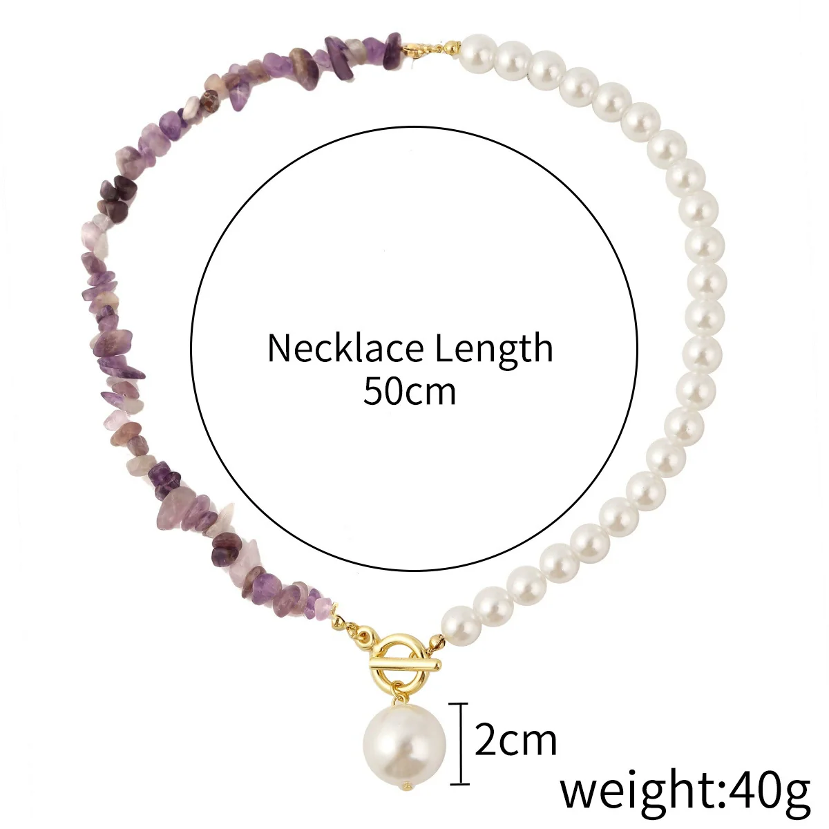 Pearl Beaded Necklace With Geometric Design And Electroplating Treatment For Women - Image 5