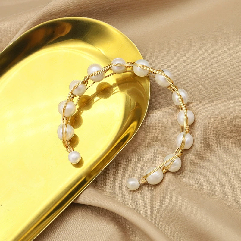 Pearl Bracelet Retro Geometric Style Electroplating Design - Image 3