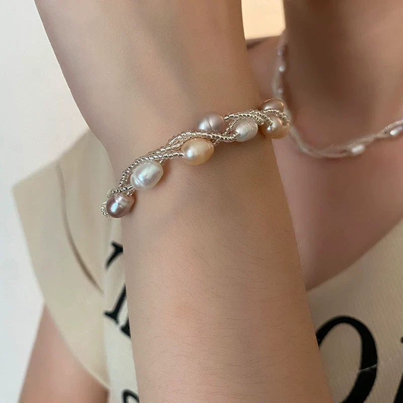 Pearl Bracelet Titanium Steel Geometric Electroplating Light Luxury Women's - Image 4