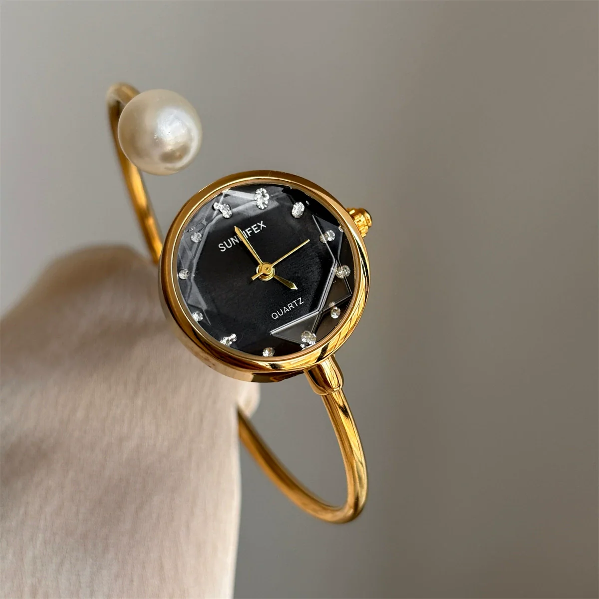 Pearl Bracelet Watch Alloy Stainless Steel Round Dial Women's Fashion Simple Exquisite - Image 3