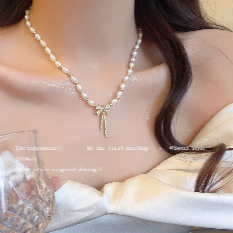 Pearl Butterfly Alloy And Copper Necklace For Women Electroplated With Bow Tie Insect And Star Shape Patterns - Image 12
