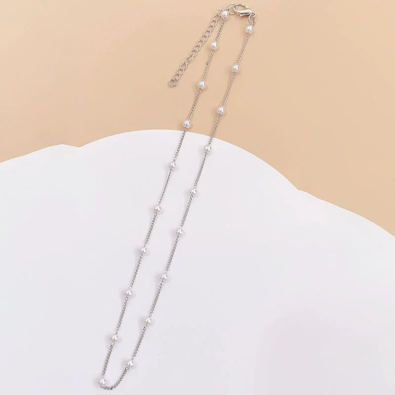 Pearl Clavicle Chain Necklace Retro Simple Geometric Style - Image 2
