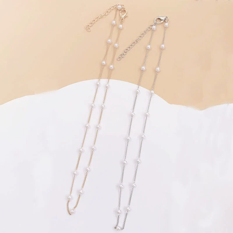 Pearl Clavicle Chain Necklace Retro Simple Geometric Style - Image 3