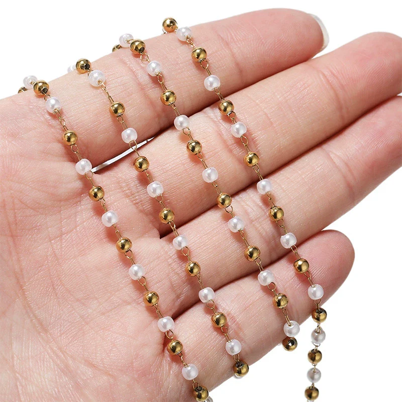 Pearl Clip Bead Chain Stainless Steel Handmade Jewelry Accessories With Vacuum Plated And Electroplated Treatment - Image 3