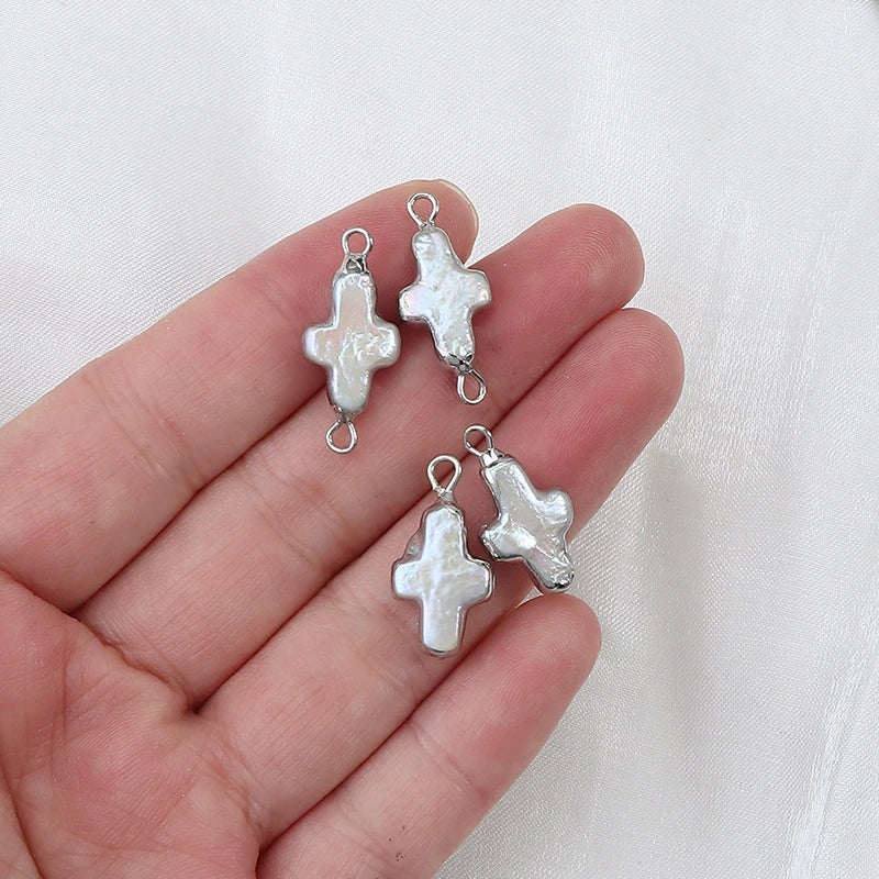 Pearl Cross Copper Gold Plated Small Accessories For Diy - Image 3