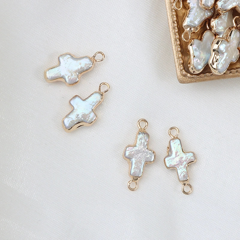 Pearl Cross Copper Gold Plated Small Accessories For Diy - Image 4