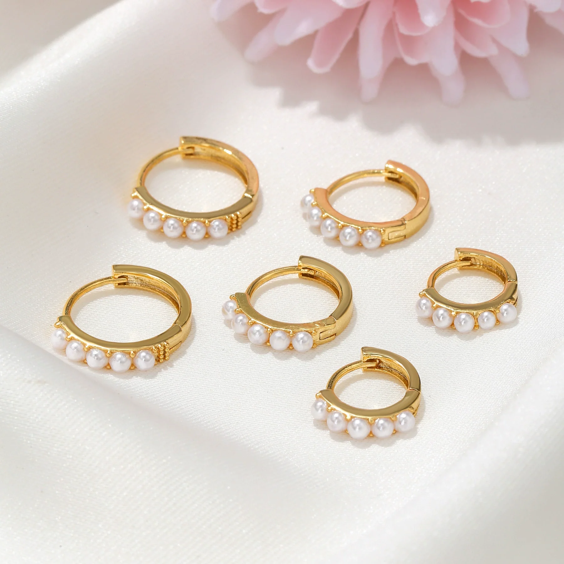 Pearl Ear Buckle Earrings Ecofriendly Brass Letters Numbers Text Pattern Electroplating Real Gold Plating Niche Style Women's