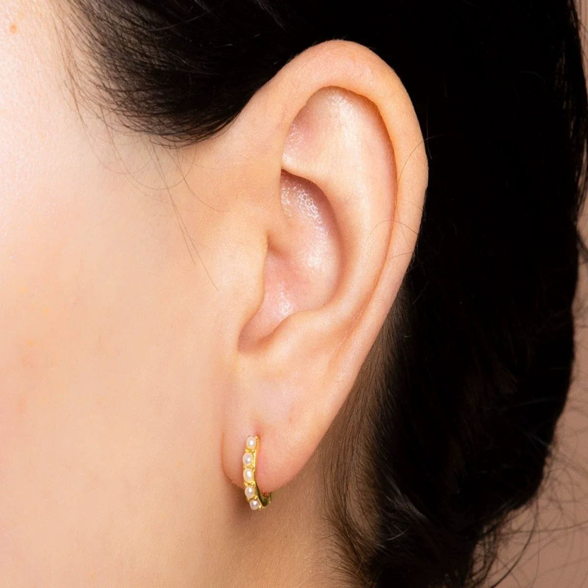 Pearl Ear Buckle Earrings Ecofriendly Brass Letters Numbers Text Pattern Electroplating Real Gold Plating Niche Style Women's - Image 2