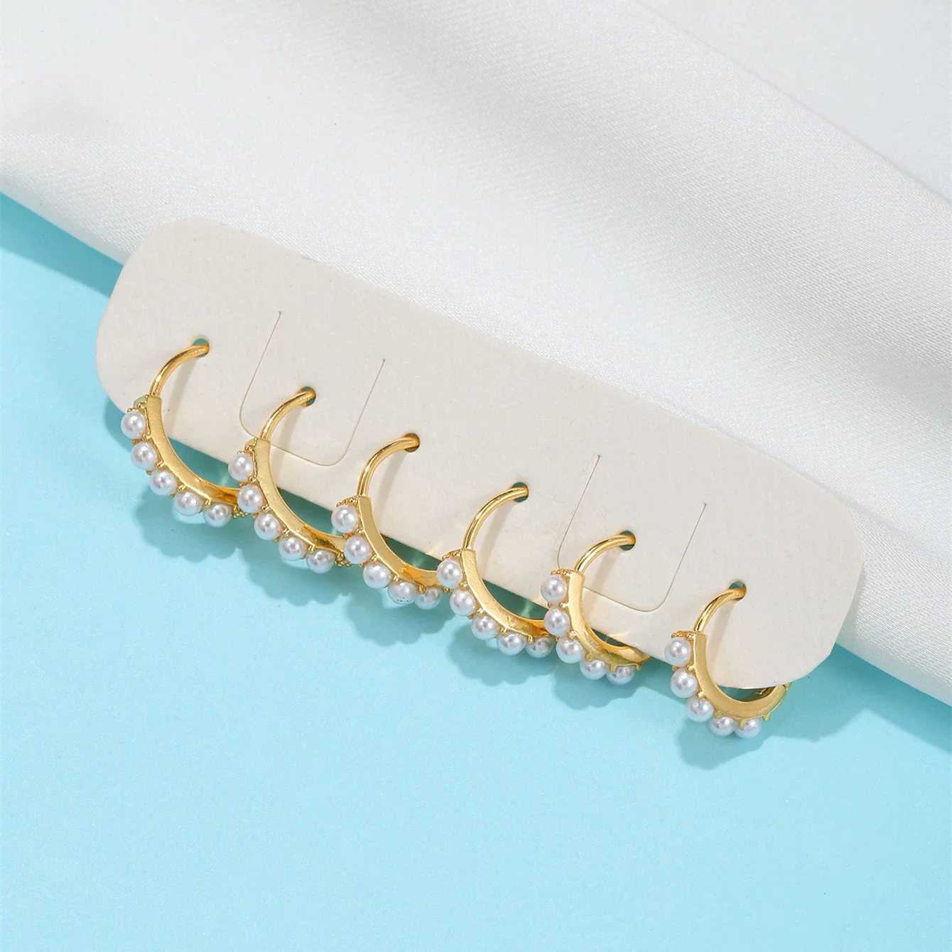 Pearl Ear Buckle Earrings Ecofriendly Brass Letters Numbers Text Pattern Electroplating Real Gold Plating Niche Style Women's - Image 3