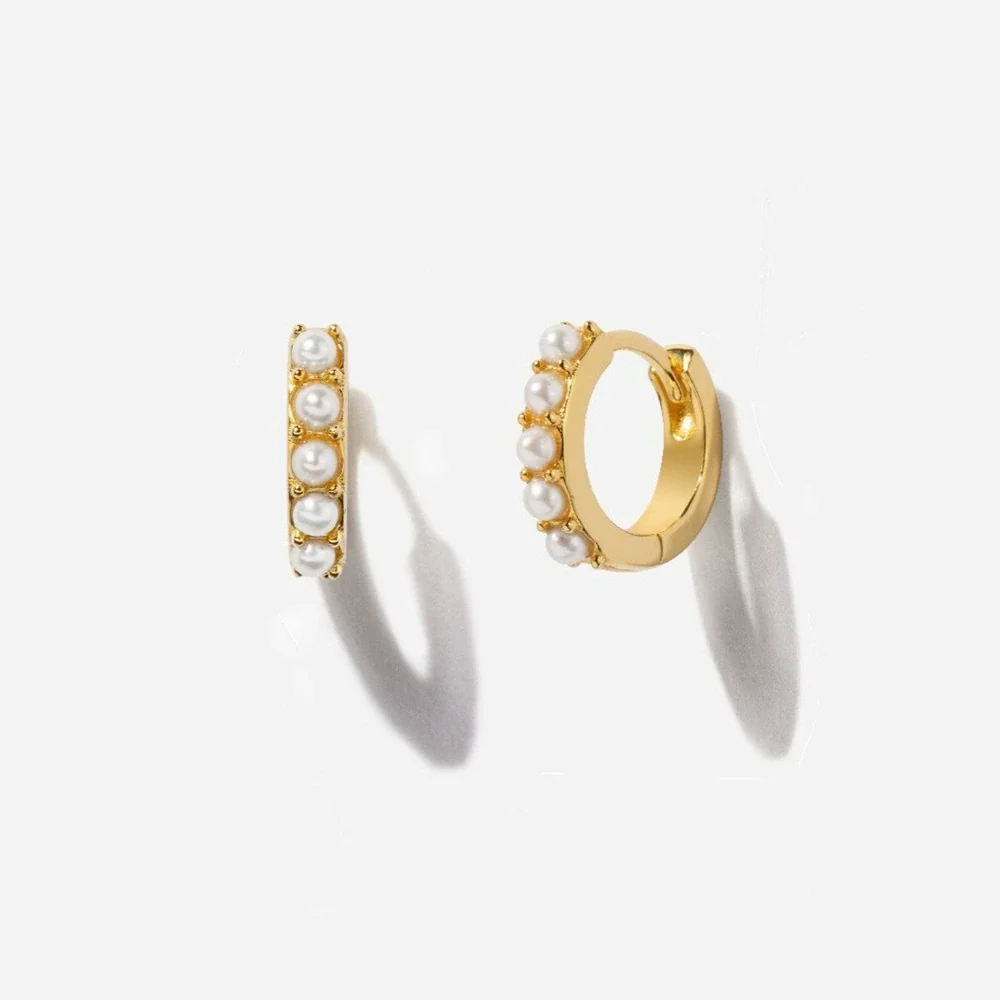 Pearl Ear Buckle Earrings Ecofriendly Brass Letters Numbers Text Pattern Electroplating Real Gold Plating Niche Style Women's - Image 5