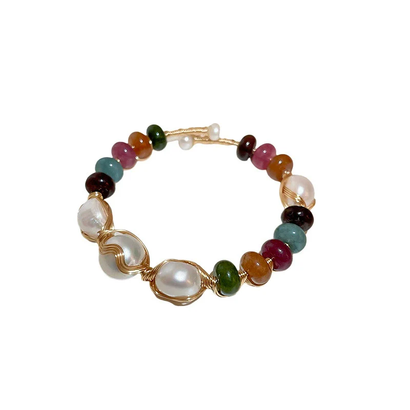 Pearl Geometric Handmade Baroque Open Bracelet Fashion Retro Light Luxury Highend - Image 5