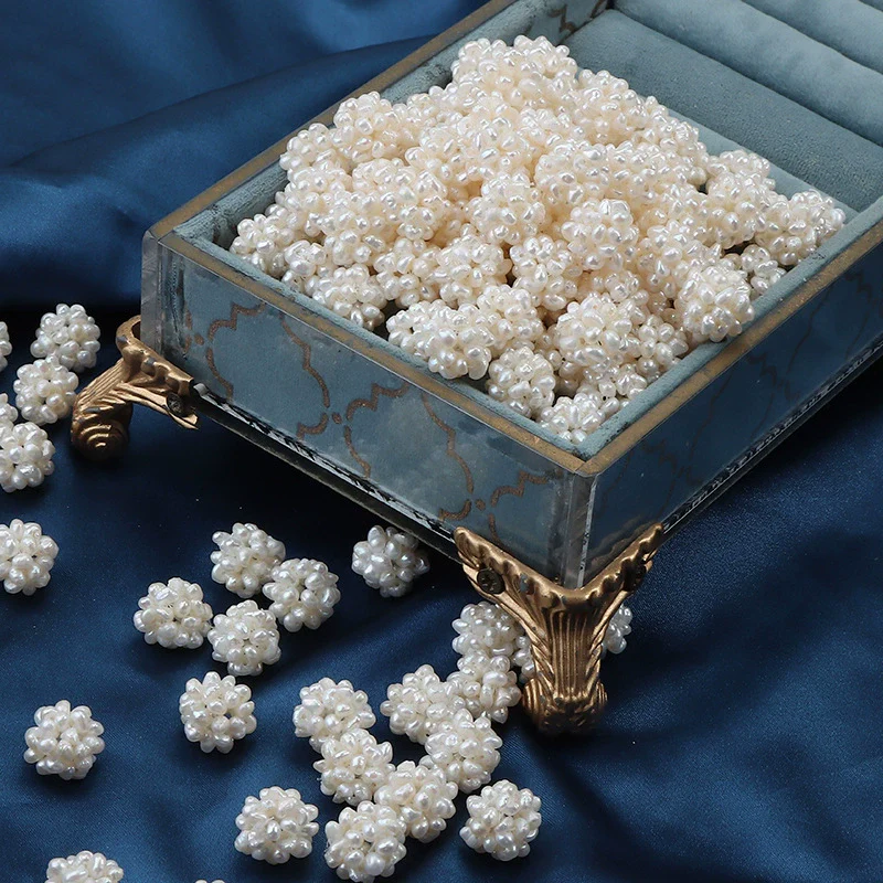 Pearl Jewelry Material Handmade Braided Earrings Necklace With Flower Ball Design Freshwater Pearls - Image 5