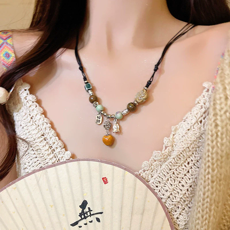 Pearl Necklace Alloy Metal Electroplated Heart Bow Geometric Style Women's Titanium Steel Jewelry - Image 15