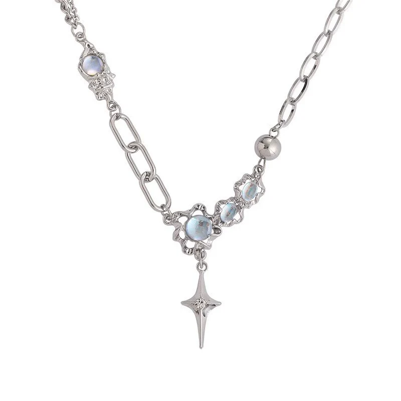 Pearl Necklace Alloy Metal Electroplated Heart Bow Geometric Style Women's Titanium Steel Jewelry - Image 5