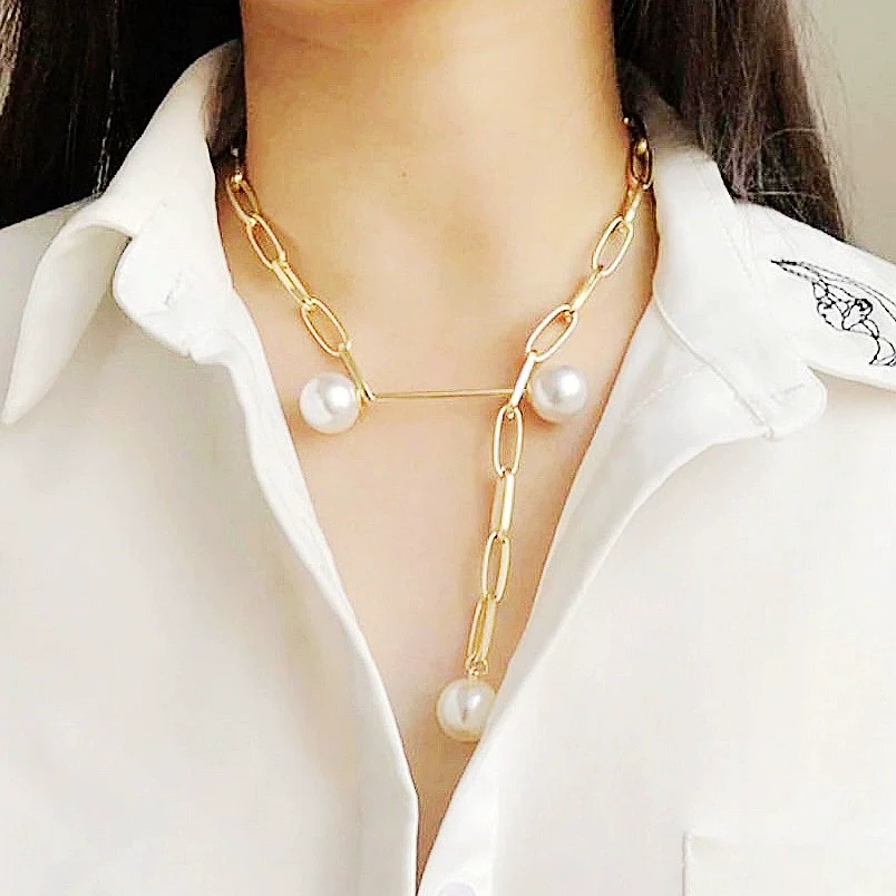 Pearl Pendant Necklace Alloy Material Plant Flowers Style Electroplating For Women