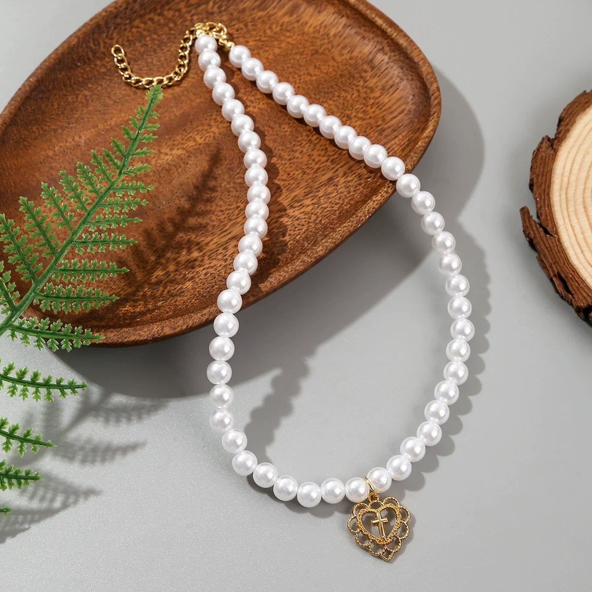 Pearl Pendant Necklace Alloy Material Plant Flowers Style Electroplating For Women - Image 4