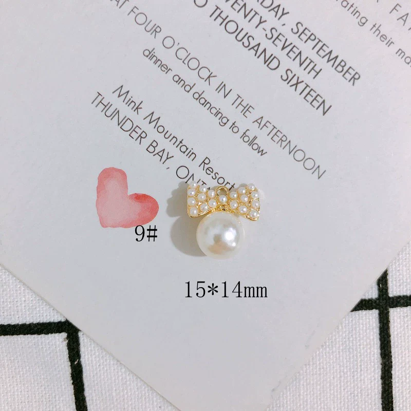 Pearl Rhinestone Metal Electroplated Pendant Crown Bow Earrings Necklace Accessories Handmade - Image 13